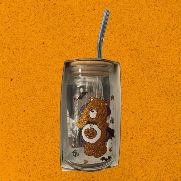 Care Bears 16 Oz. Halloween‎ Glass Tumbler With Bamboo Lid And Glass Straw - Picture 1 of 4